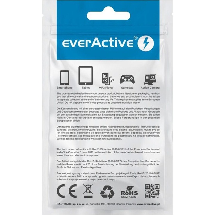 Cabluri de date USB-C EVERACTIVE 1m, negru, 3A, 24 luni garantie