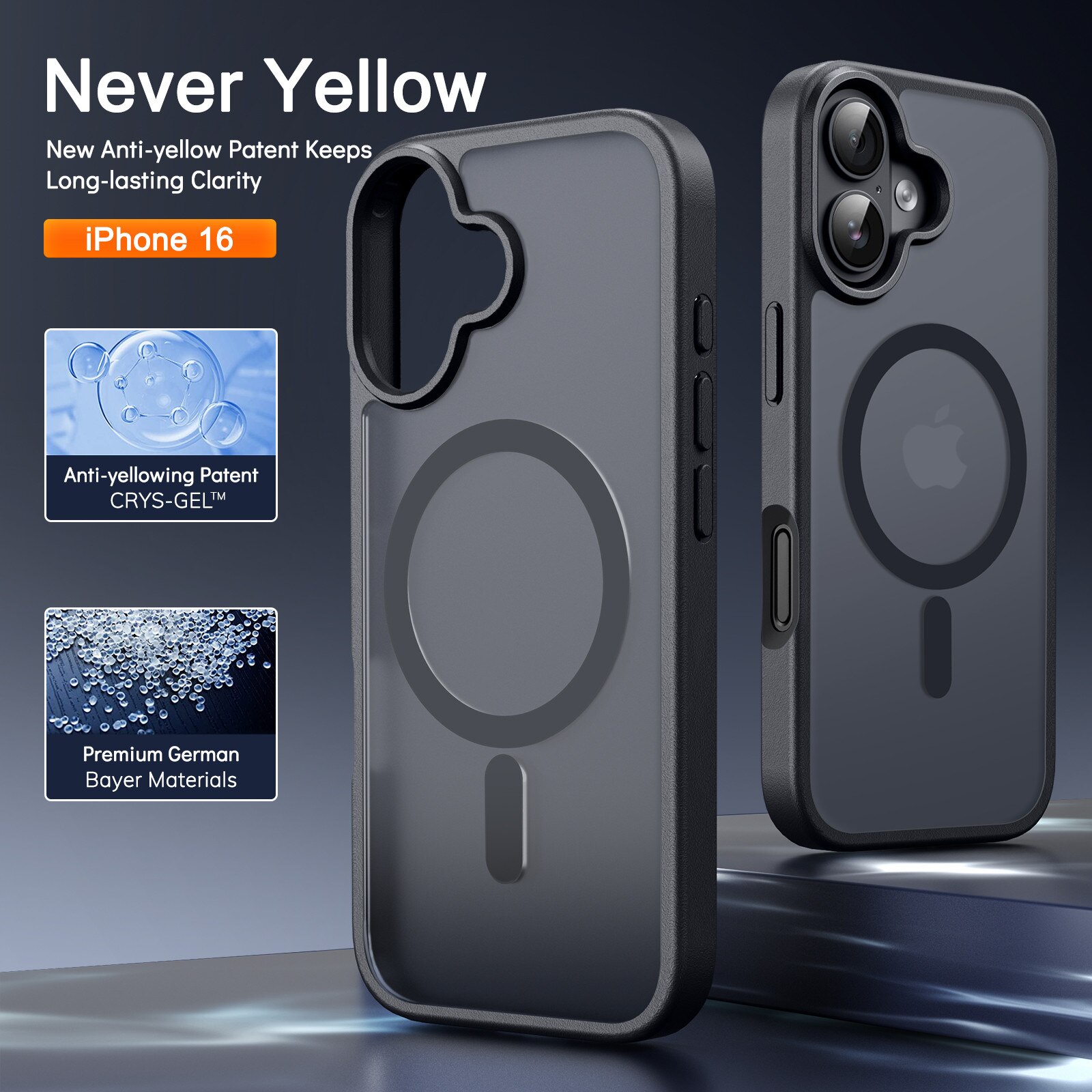 Husa compatibila cu iPhone 16, 2 protectii din sticla securizata si 2 protectii pentru camera, TPU, MagSafe, Negru