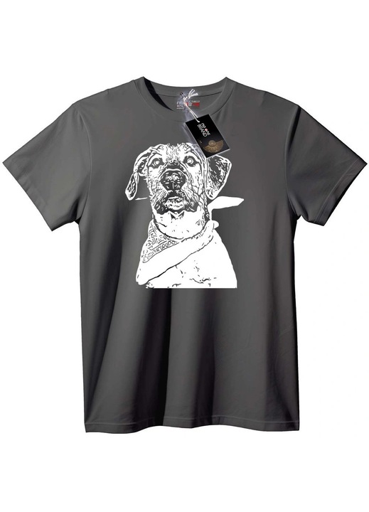 Kutya bandanás póló, Szürke