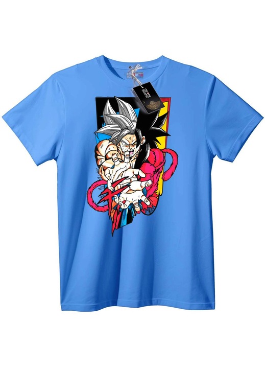 Goku Super Saiyan póló, világoskék, 7XL
