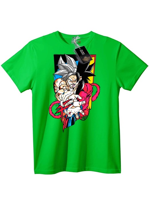 Goku Super Saiyan póló, világoszöld, 7XL
