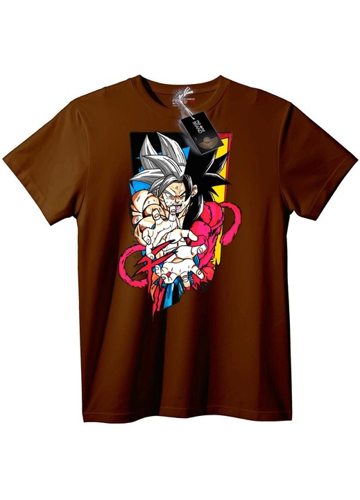 Goku Super Saiyan póló, barna, 2XL