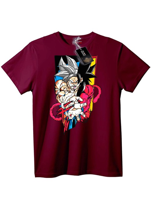 Goku Super Saiyan póló, bordó, 7XL