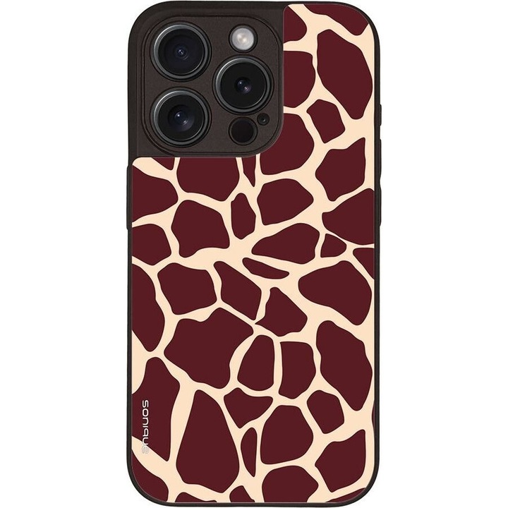 Husa telefon Sonique Animal Print Series, Giraffe 03, silicon, multicolor, pentru Apple iPhone 15 Pro