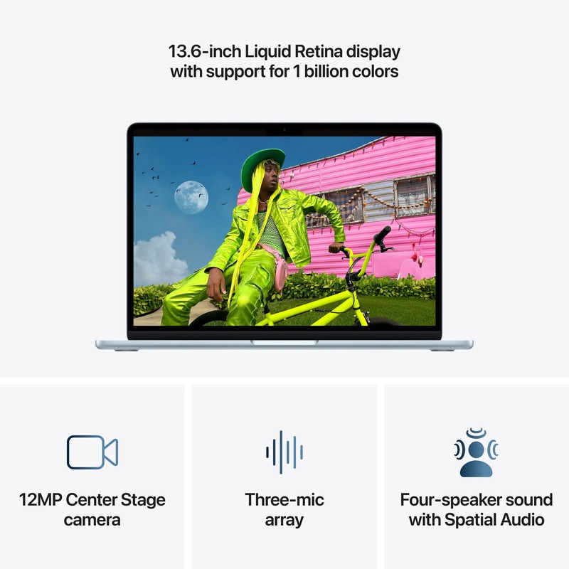Laptop Apple MacBook Air 13, Procesor Apple M5 chip 10-core CPU, 10-core GPU, 13.6" WQXGA, 32GB, 2TB, layout INT, Mac OS Albastru deschis