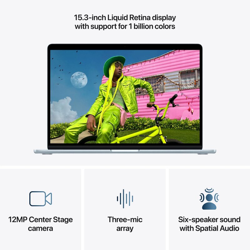 Laptop Apple MacBook Air 15, Procesor Apple M5 chip 10-core CPU, 10-core GPU, 15.3" Liquid Retina, 32GB, 2TB, layout INT, Mac OS Albastru deschis