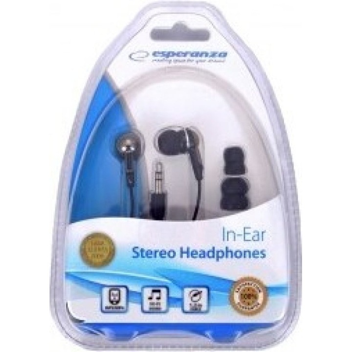 Casti cu fir Esperanza EH125 In-ear, negru, grafit, cablu 1.2m