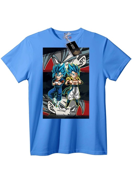 Тениска Супер Сайян Син Goku & Vegeta, Светлосин