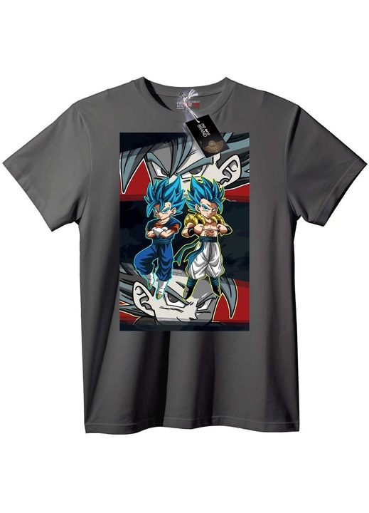 Тениска Супер Сайян Син Goku & Vegeta, Сив