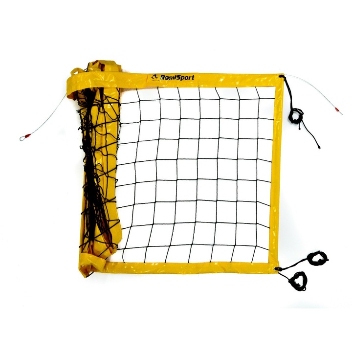 RomiSport röplabda háló, PVC, 8,5x1m, sárga, oldalsó megerősítésekkel