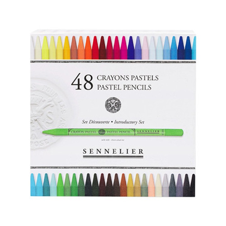 Set introductiv creioane pastel Sennelier, 48 culori, dimensiune 14.5x7.5mm, cutie de depozitare
