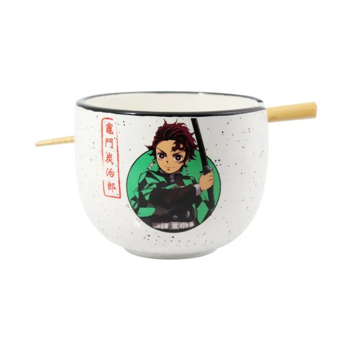 Ramen tál 414ml evőpálcikákkal, Stor, Demon Slayer Tanjiro, többszínű