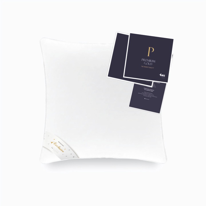 Perna Amz Premium Gold 50x70, 3-comori, puf de gasca 100%, bumbac cu finisaj argan