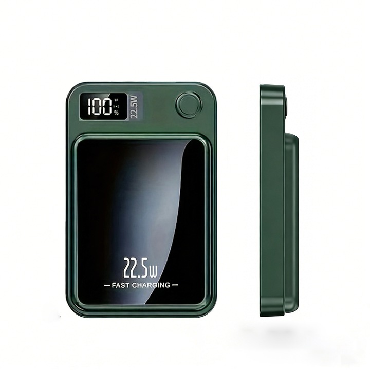 Baterie externa cu incarcare rapida, SYJSHUANGXI, 10000mAh, incarcare rapida USB 22.5W, incarcare wireless magnetica 15W (compatibila cu seria iPhone 12-17)