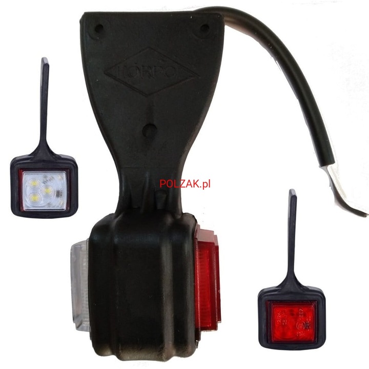 Lampa obrysowa LED 12V/24V, HORPOL, Bialo-Czerwona, 6 dioduri, 4,5x4,75x4,5cm