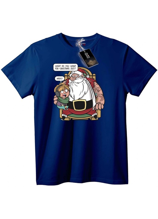 Tricou de Crăciun Moș Crăciun 2021 Mercy, Bleumarin
