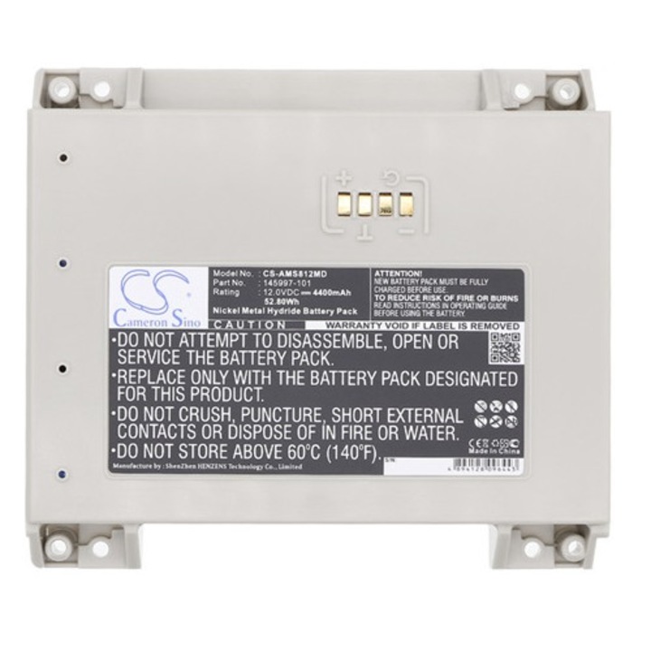 Cameron sino ni-mh akkumulátor, 12v, 4400mAh, kompatibilis alaris medicalsystems 145997-101-8000 szürke-vel