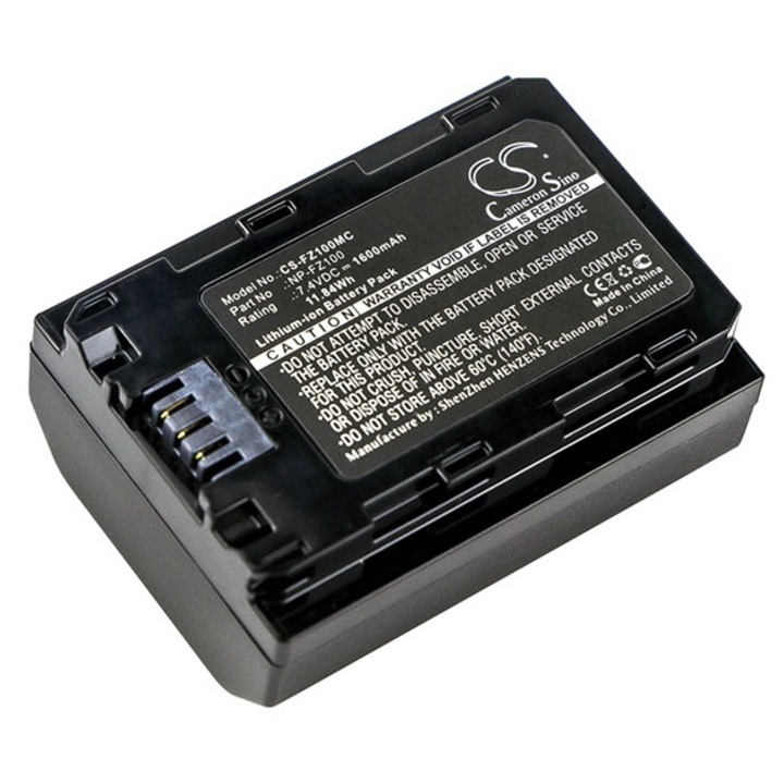 Cameron sino li-ion akkumulátor, 7.4v, 1600mAh, kompatibilis sony np-fz100 -vel