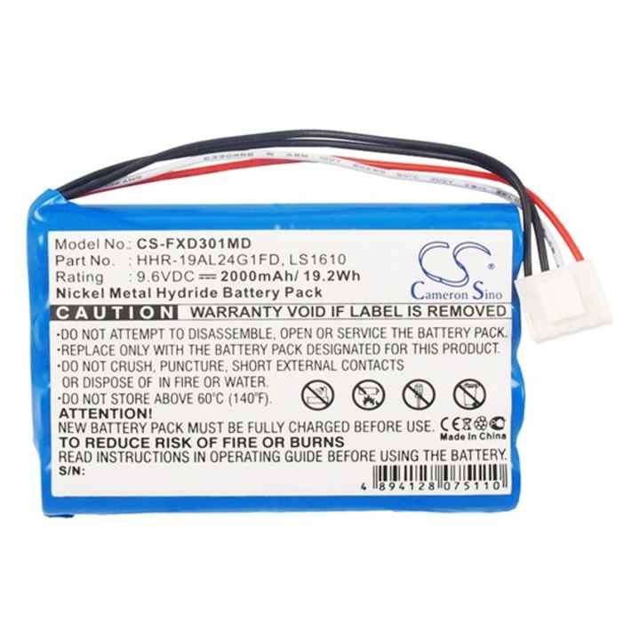 Cameron sino ni-mh akkumulátor, 9.6v, 2000mAh, kompatibilis fukuda hhr-19al24g1fd kék-vel