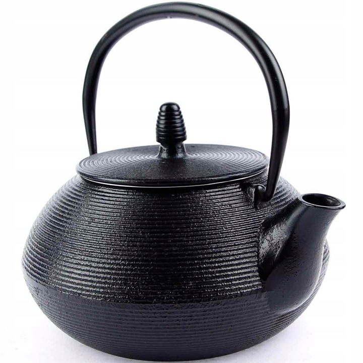 Öntöttvas teáskanna, MPLCO, japán stílusú, 0,8L, fekete, rozsdamentes acél szűrővel