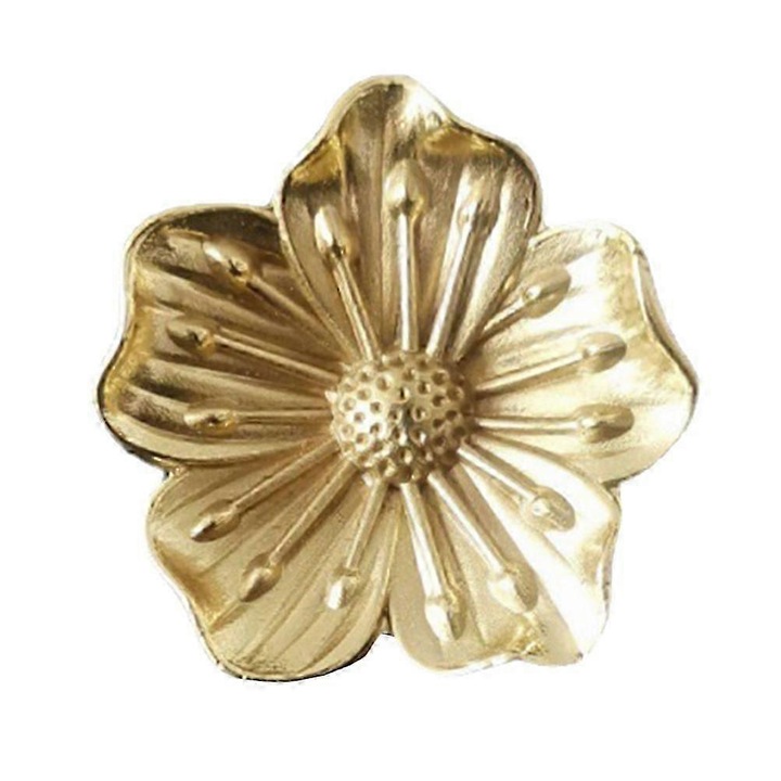 Manere de usa mici cu floare, 4.20x4.20x1.80cm, alama, set 1 buc.