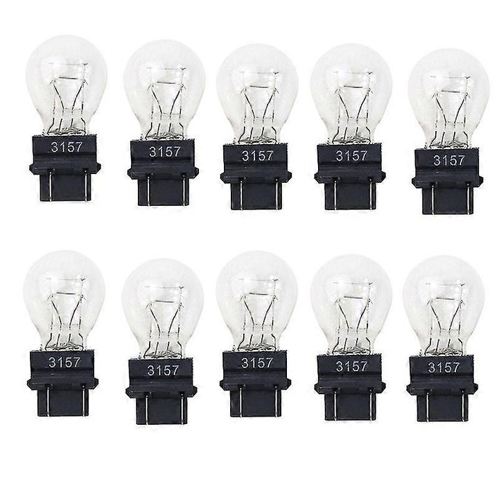 Set 10 Becuri 3157 T25, Transparent, 12V, 5W-21W