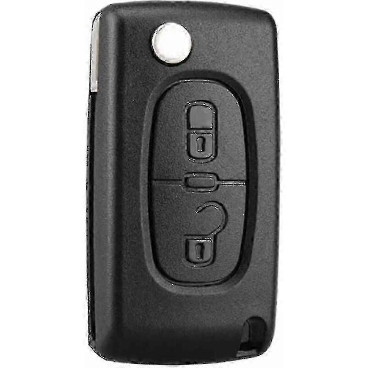 Összecsukható 2 gombos kulcsház CE0523 Peugeot 207 307 308 407 408 3008 5008, Citroen C2 C3 C4 C5 C6 C8 modellekhez