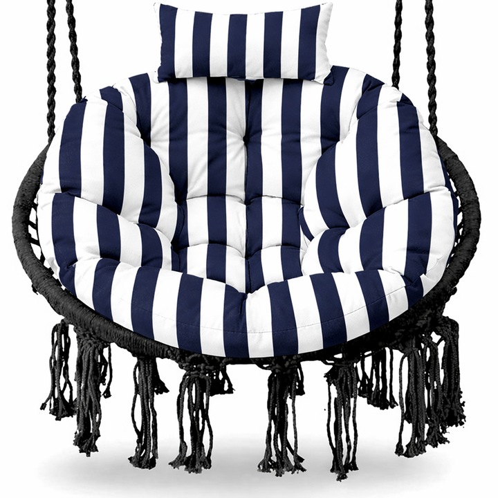 Perna pentru scaun suspendat Blomster cocon 100 cm, exterior, bleumarin cu dungi