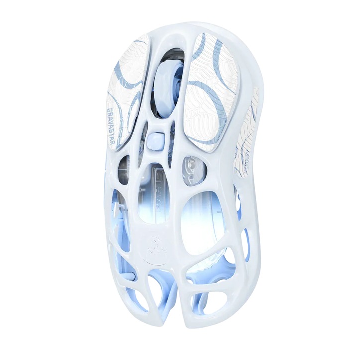 Mouse Gaming Wireless GravaStar Mercury M1 Pro, 26000 DPI, ultrausor (88 g), 2.4GHz/Bluetooth, Butoane programabile, RGB Glowsync, Ice Blue