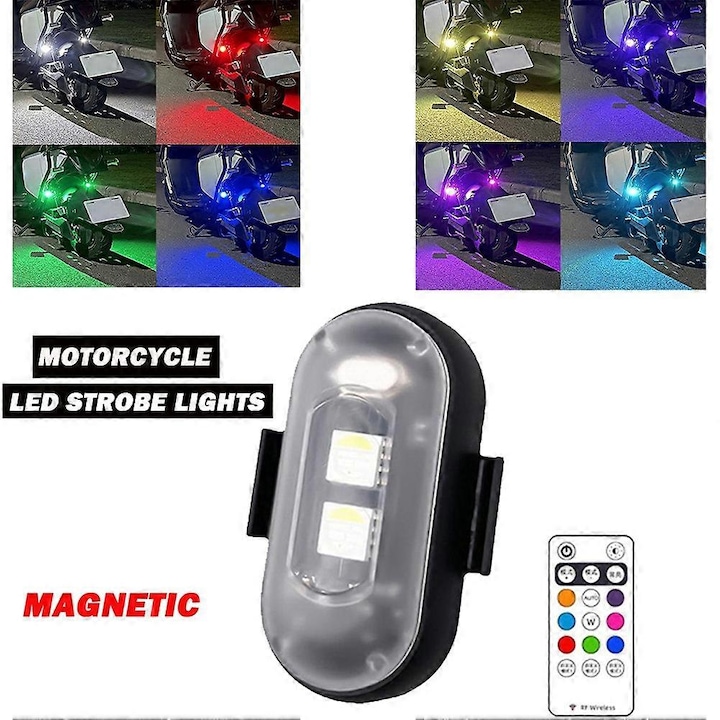 Lampa stroboscop LED RGB cu telecomanda, multicolor, 60 ore utilizare, set complet