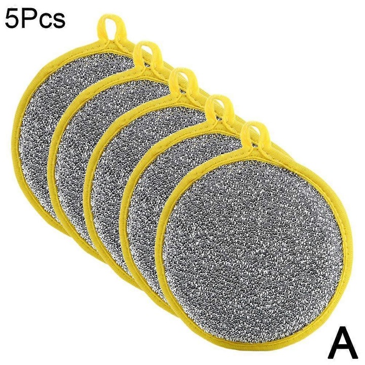 Set de bureti dubli pentru spalat vase, 5/10 bucati, multicolor, 12x12x1.5cm