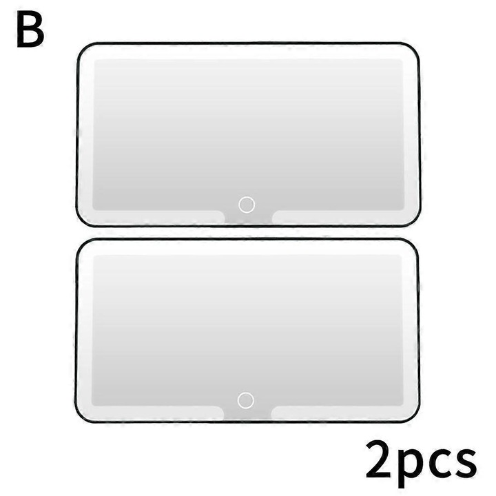 Autó napellenző tükör/LED sminktükör, USB újratölthető, 3 világítási mód, érintésvezérlés, 1200mAh akkumulátor, ABS/alumínium, 23.5x12.7 cm, Fekete, 2 darab