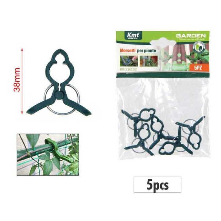 Set cleme de fixare plante de grădină 5 bucăți 38mm Kmt GREEN