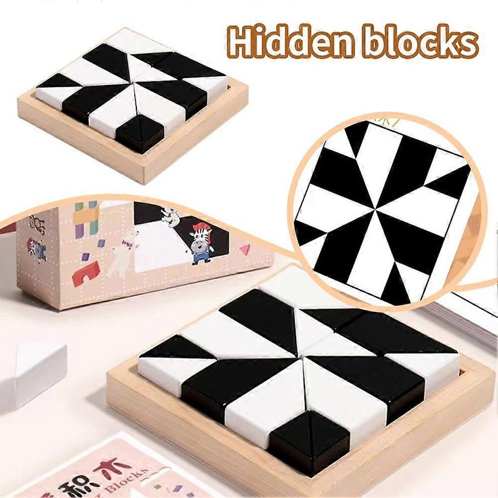 Set puzzle ascuns din blocuri, 14.2x12.8x4.8cm, plastic, multicolor