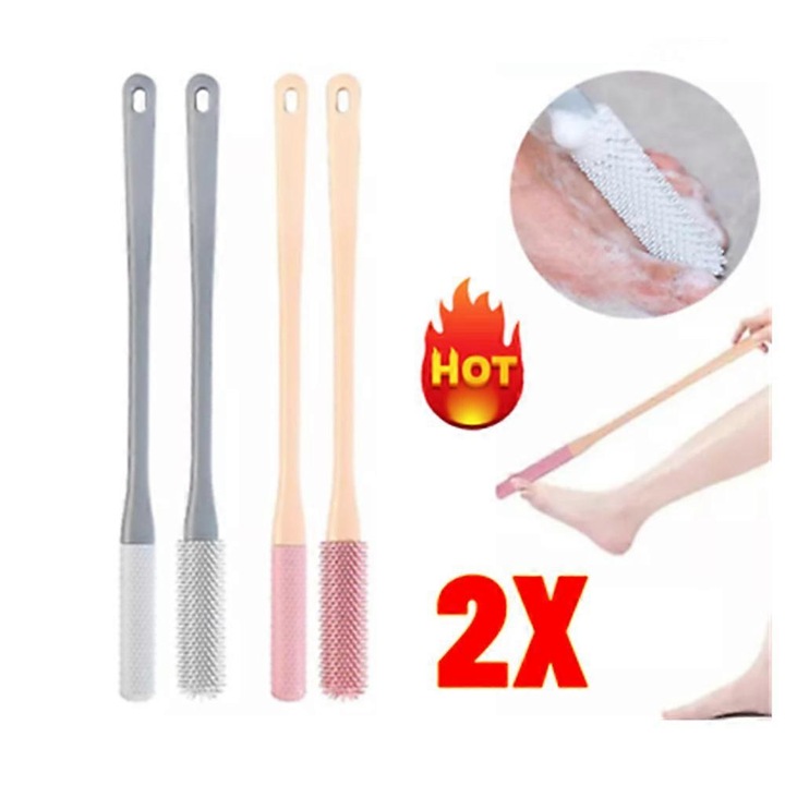 Perie de curatare pentru degete, set 2 bucati, gri-roz, 40x3cm