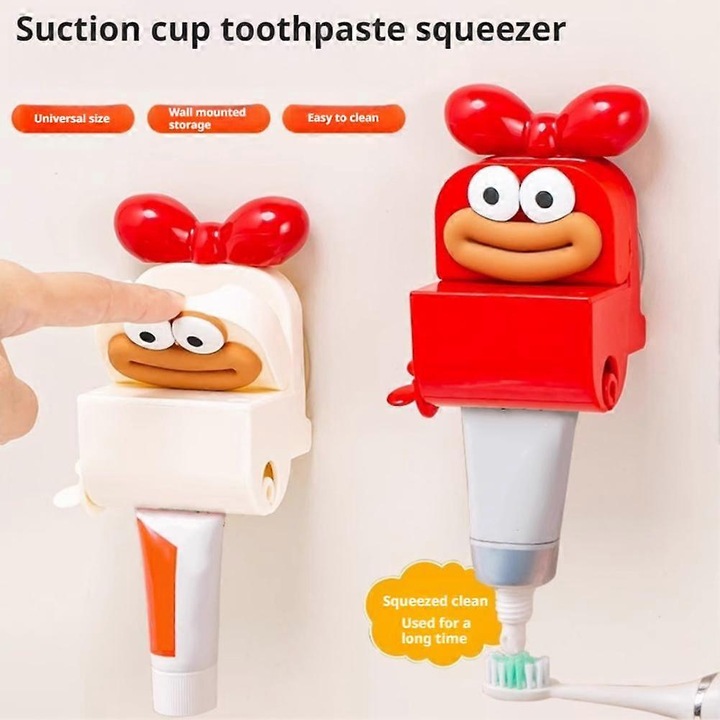 Fogkrém adagoló tapadókoronggal, piros és krém, 69x75x52mm, 1 db-os készlet.