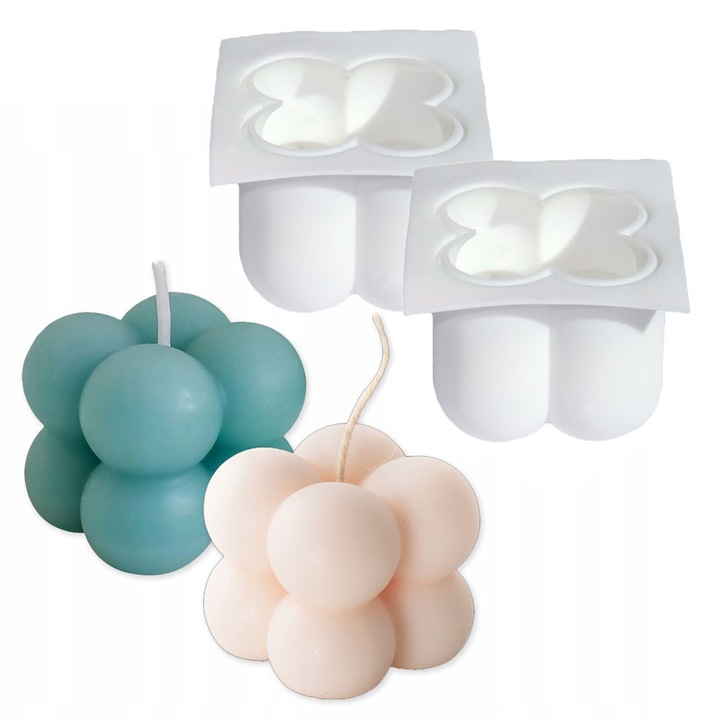 2 darab szilikon forma buborékgyertyákhoz, PIXEL, modern design, könnyen használható