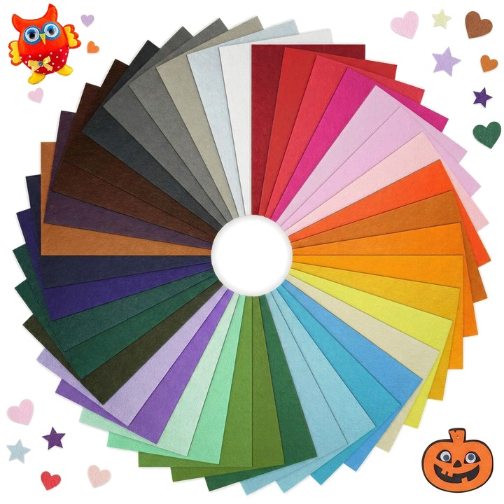 Set 10 foi filc decorativ 30x20cm 2mm mix culori