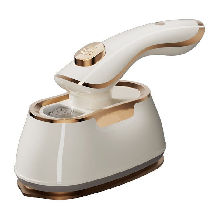Fier de calcat cu abur, 1000 W, rezervor de apa de 45 ml, incalzire rapida, talpa din ceramica, design ergonomic, portabil, bej