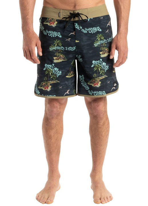 QUIKSILVER SURFSILK SCALLOP fürdőnadrág, 18", fekete, rugalmas anyag