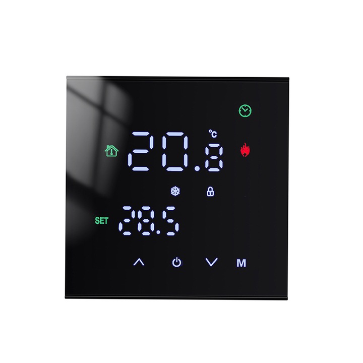 Smart WiFi termosztát M3H, vízmelegítéshez / bojlerekhez, érintőképernyő, kettős vezérlés, széles kompatibilitás