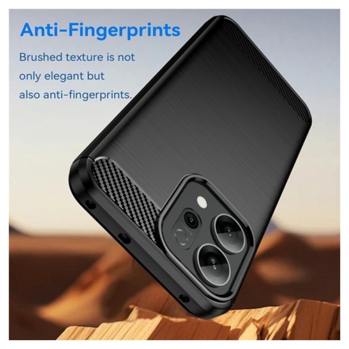 Husa Upzz® Compatibila cu Oppo Reno 15 F / 15 FS 5G, Anti-Soc, Slim, Protectie Camera, Design Carbon Premium, TPU + PC, Negru