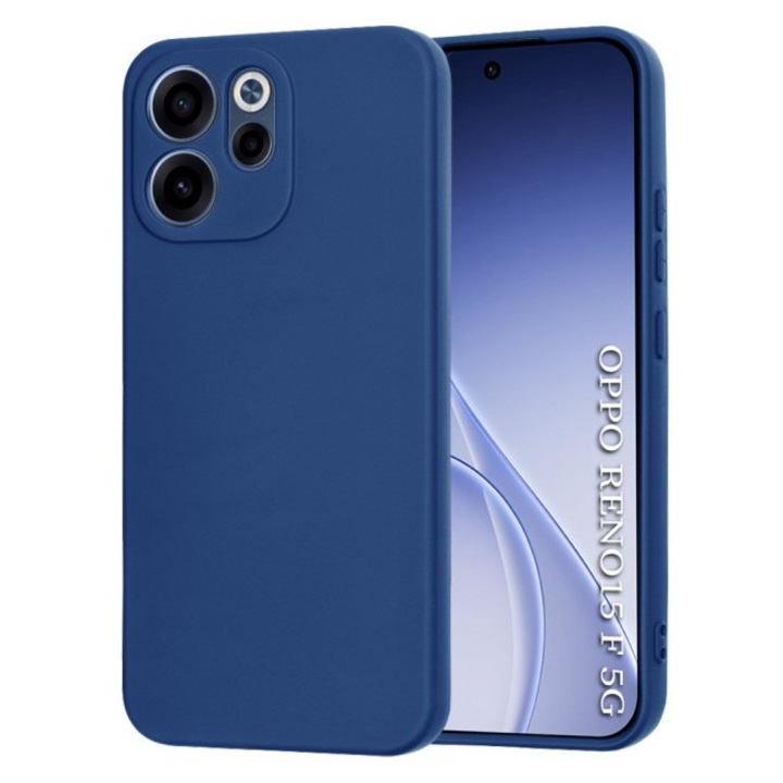 Husa Upzz® SoftFlex Pentru Oppo Reno 15 F / Reno 15 FS 5G, Silicon Soft, Protectie La Camera, Alcantara La Interior, Albastru