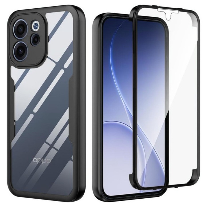 Husa Protectie 360 Grade Protectie Fata / Spate Upzz® ColorVerse Compatibila Cu Oppo Reno 15 F / Reno 15 FS 5G - Negru