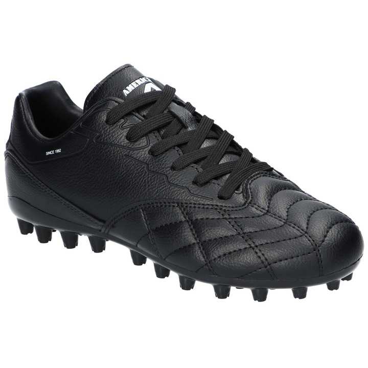 Ghete de fotbal American Club FH100, cu sireturi, talpa cu crampoane antiderapanta, Negru