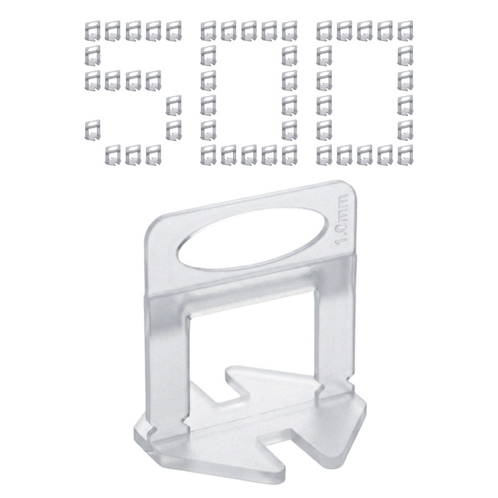 Set 500x Clipsuri pentru sistem nivelare gresie si faianta, 1.0 mm, Alb