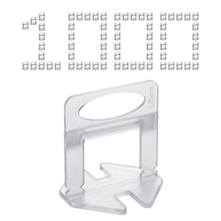 Set 1000x Clipsuri pentru nivelare gresie si faianta, 1.0 mm, Alb