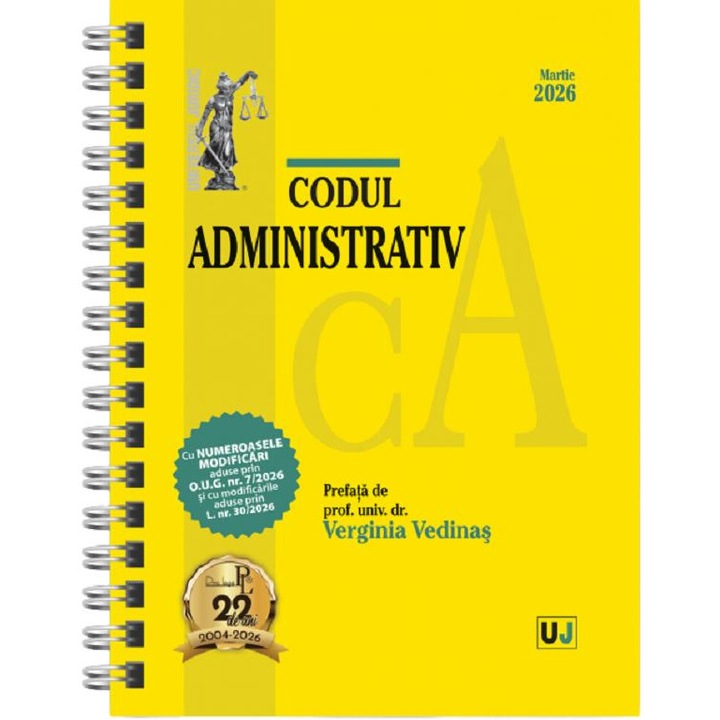 Codul Administrativ Martie 2026 Ed.spiralata - Verginia Vedinas