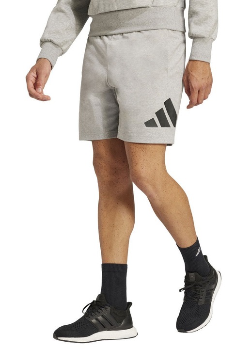 Pantaloni scurti barbati, adidas, gri, bumbac, talie elastica cu snur