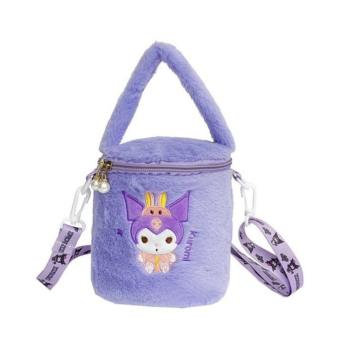 Geanta umar/crossbody jucarie de plus, masina cu gheara, 15cm, mov